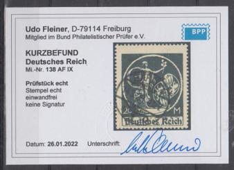 138 - Deutsches Reich Infla Nr. 138 AF IV 