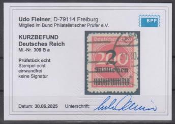 309 - Deutsches Reich Infla Nr. 309 B a 