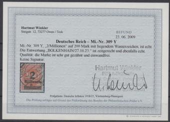 309 - Deutsches Reich Infla Nr. 309 Y 