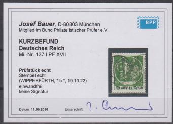 137 - Deutsches Reich Infla Nr. 137 XVII 