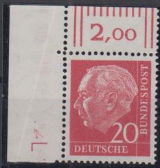 0185 - Bund Heuß lumogen Nr. 185 OR W + DZ L 