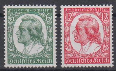 554 - Deutsches Reich Schiller Nr. 554 + 555 