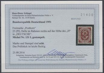 0131 - Bund Posthorn Nr. 131 I - Plattenfehlerrarität 