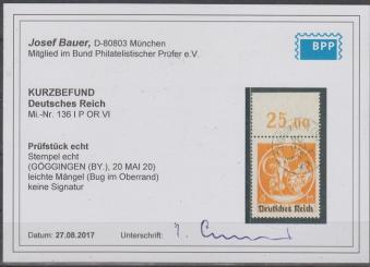 136 - Deutsches Reich Infla Nr. 136 I P OR IV 