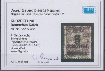 332 - Deutsches Reich Infla Nr. 332 A Wa 
