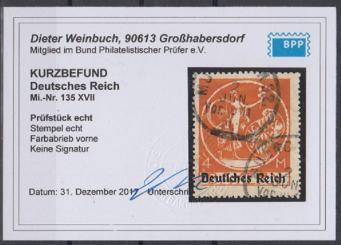 135 - Deutsches Reich Infla Nr. 135 XVII 