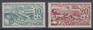 38 - Französische Zone Württemberg Nr. 38 x + 39 y 