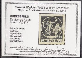 138 - Deutsches Reich Infla Nr. 138 V 