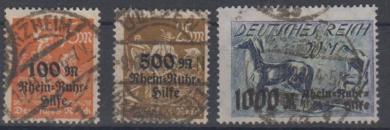 258 - Deutsches Reich Infla Rhein-Ruhr-Hilfe Nr. 258-260 
