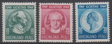 46 - Französische Zone Rheinland-Pfalz Goethe Nr. 46-48 