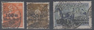 258 - Deutsches Reich Infla Rhein-Ruhr-Hilfe Nr. 258-260 