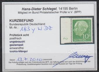 0183 - Bund Heuß Lumugen Nr. 183 y W DZ 2 