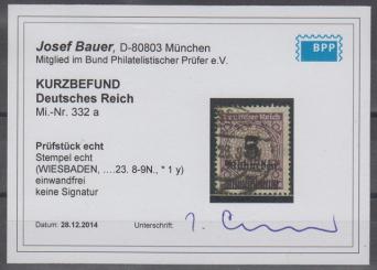 332 - Deutsches Reich Infla Nr. 332 A Wa 