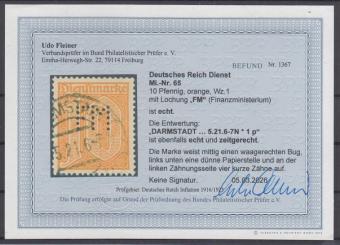 065 - Deutsches Reich Dienst Nr. 65 "FM" 