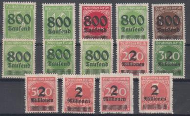 301 - Deutsches Reich Infla Nr. 301 - 312 mit 309 B + 312 B 