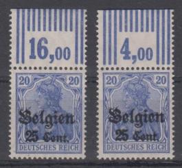 18 - Landespost in Belgien Nr. 18 W 2'9'2 + 3'7'3 