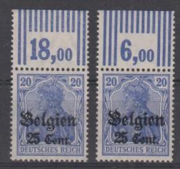 18 - Landespost in Belgien Nr. 18 W 2'9'2 + 3'7'3 
