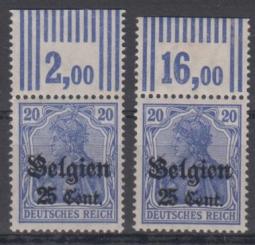 18 - Landespost in Belgien Nr. 18 W 2'9'2 + 3'7'3 