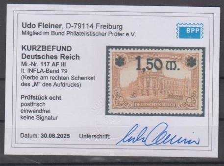 117 - Deutsches Reich Infla Nr. 117 AF III 