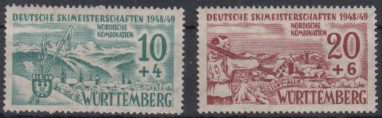 38 - Französische Zone Württemberg Nr. 38y + 39x 