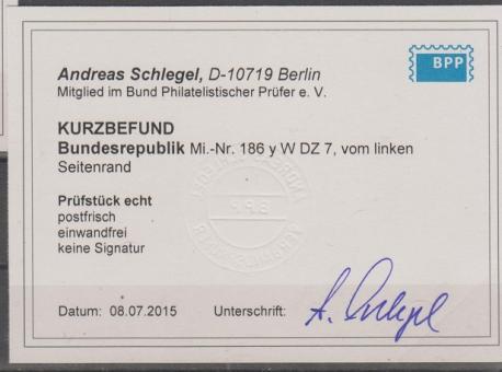 0186 - Bund Heuß 1 Nr. 186 yW DZ 7 