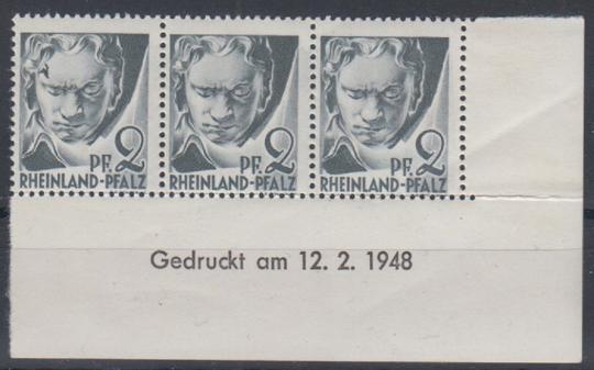 01 - Französische Zone Rheinland-Pfalz Nr. 1 Druckdatum 