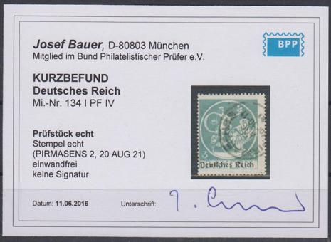 134 - Deutsches Reich Infla Nr. 134 IV 