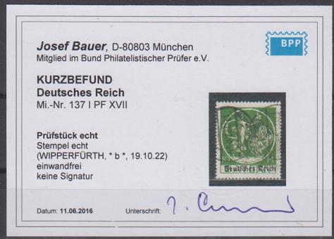 137 - Deutsches Reich Infla Nr. 137 XVII 