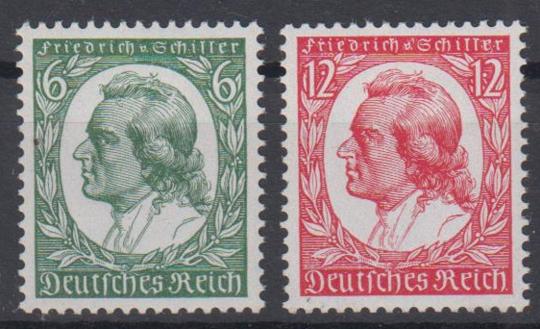 554 - Deutsches Reich Schiller Nr. 554 + 555 
