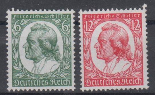 554 - Deutsches Reich Schiller Nr. 554 + 555 