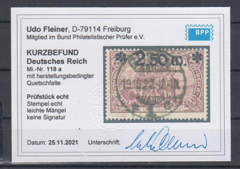 118 - Deutsches Reich Infla Nr. 118 a 