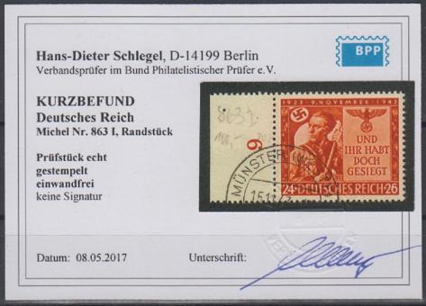 863 - Deutsches Reich Nr. 863 I 