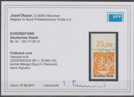 136 - Deutsches Reich Infla Nr. 136 I P OR IV 
