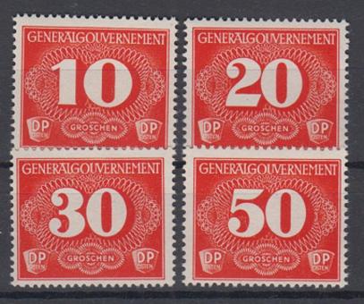 129 - Generalgouvernement Zustellmarken  Nr. 1 - 4 