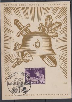 811 - schönes Gedenkblatt Tag der Briefmarke 1942 