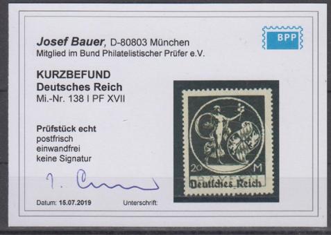138 - Deutsches Reich Infla Nr. 138 I P XVII 