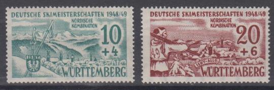 38 - Französische Zone Württemberg Nr. 38 x + 39 y 