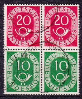 0128 - Bund Posthorn 2x S9 im Viererblock 