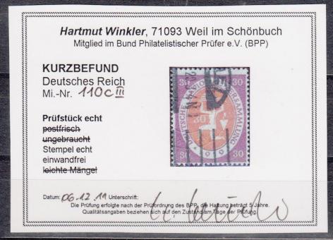 110 - Deutsches Reich Infla Nr. 110 c III 