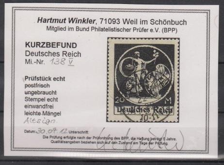 138 - Deutsches Reich Infla Nr. 138 V 