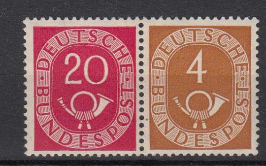 0124 - Bund Posthorn-Zusammendruck W2 