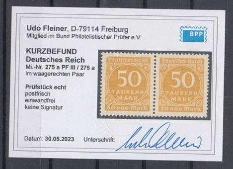 275 - Deutsches Reich Infla Nr. 275 a PF III 