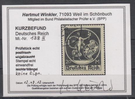 138 - Deutsches Reich Infla Nr. 138 IV 
