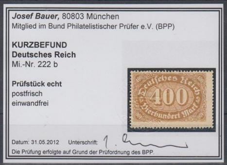 222 - Deutsches Reich Infla Nr. 222 b 