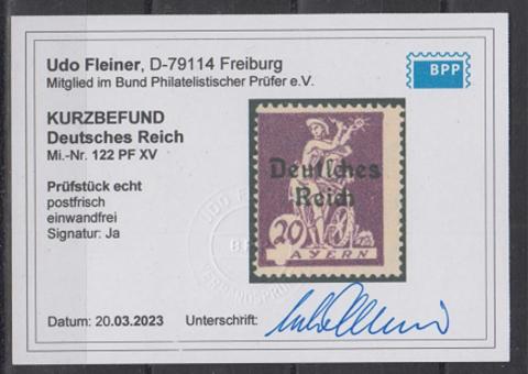 122 - Deutsches Reich Infla Nr. 122 PF XV 