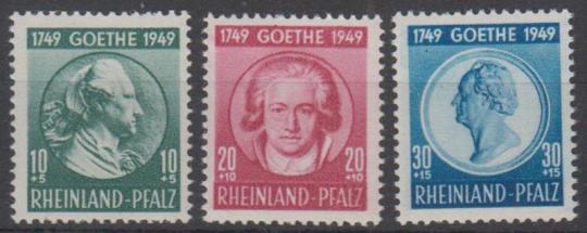 46 - Französische Zone Rheinland-Pfalz Goethe Nr. 46-48 
