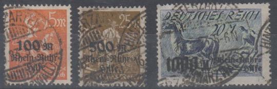 258 - Deutsches Reich Infla Rhein-Ruhr-Hilfe Nr. 258-260 