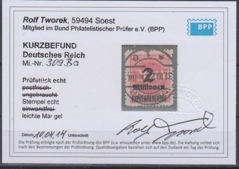 309 - Deutsches Reich Infla Nr. 309 B Pa 