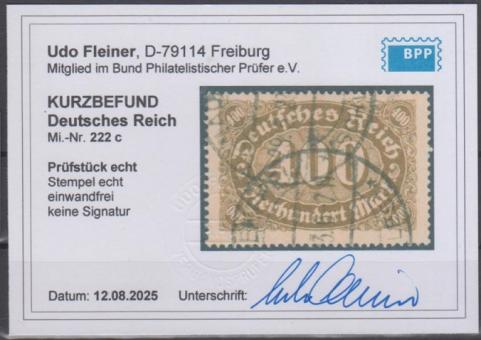 222 - Deutsches Reich Infla Nr. 222 c 