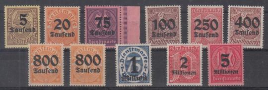 089 - Deutsches Reich Dienst Nr. 89 - 98 inkl. Nr. 95 X + Y 